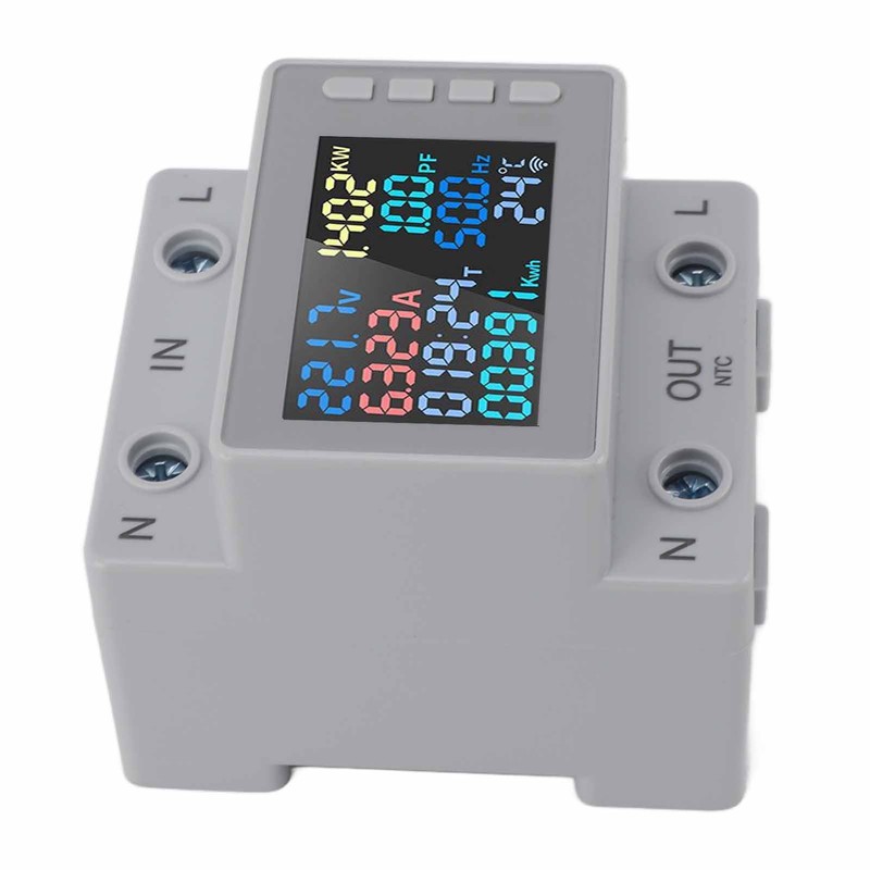 DIN Rail Voltage Current Meter 170‑270V 0‑63A Digital Display Energy