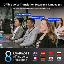 Translator Earbuds Real time,Language Translator Earphone 3-in-1 Accents & Long Battery Life Translation Earbuds TWS 144 Languages & 8 Offline for Travel Business,Language Translator Headset