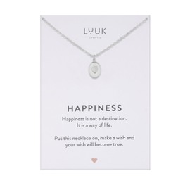 LUUK LIFESTYLE Filigree Necklaces with Pendant and Card with Happiness Saying, Timeless Design and Modern Motifs, in Silver, Gold and Rose Gold, Stainless Steel