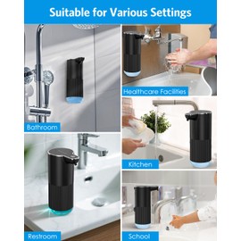 Automatic Foaming Soap Dispenser, Temracha 11.8 oz Touchless Foam Hand Dish Soap Dispenser, 4-Level Adjustable, Wall Mounted, Rechargeable, for Bathroom, Kitchen, Office