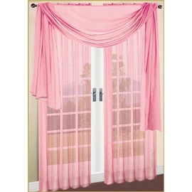 Luxury Discounts Beautiful Elegant Solid Pink Sheer Scarf Valance Topper 38" X 216" Long Window Treatment Scarves