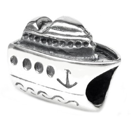 .925 Sterling Silver Nautical Cruise Ship Travel Vacation Holiday Bead for European charm Bracelets Necklaces