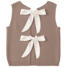 UEU Tie Back Sweater Vest Women Casual Sleeveless Crochet Tops Casual Knit Tank Tops MilkCoffee X-Large