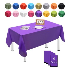 MORAINJAY 4Pcs PEVA Dark Purple Tablecloths,137x274cm Large Rectangular Table Cover for Birthday Party,Solid Color TableCloth for Outdoor Picnic,Waterproof,Wipe Clean Table Cloth for Home Dinner