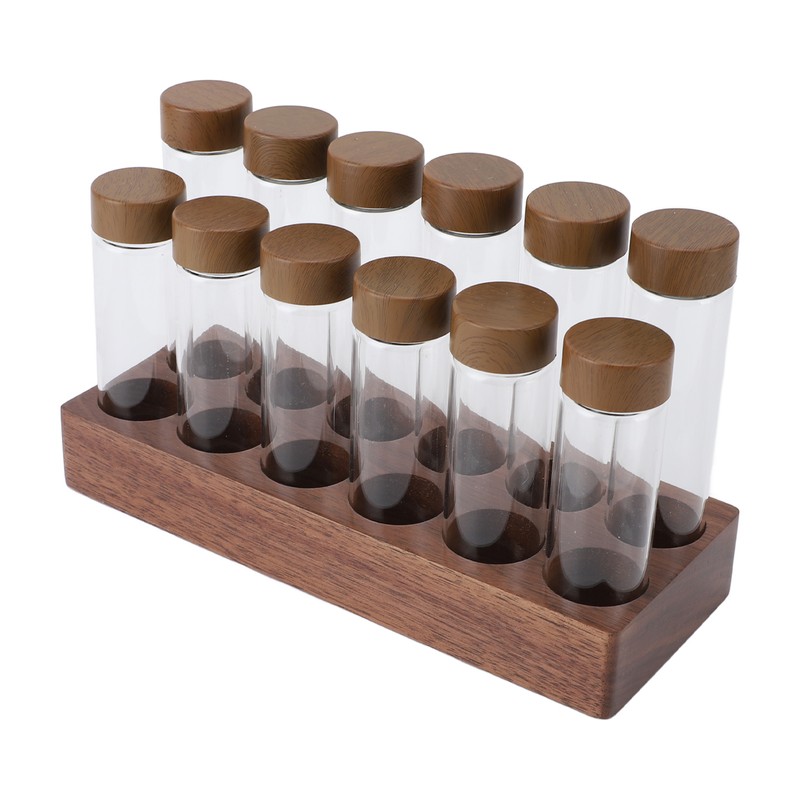 12pcs Coffee Bean Storage Tubes Glass Sealed Dosing Coffee Bean