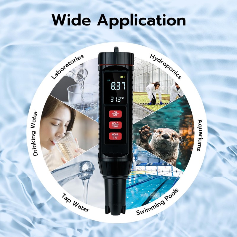 Wigearss 7 in 1 Wassertester, Messgerät Wasser für PH/EC/TDS/Salz/S.G./ORP/TEMP