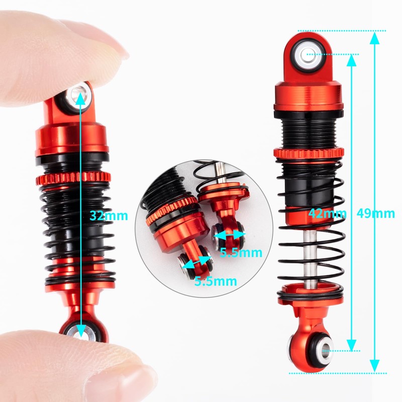 WEFEINO CNC Aluminum Front Rear Shocks Absorber for 1/18 RC