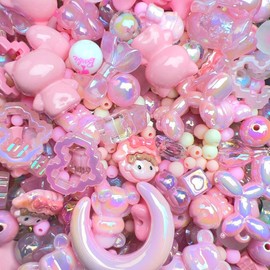 【MC series】Exquisite Diy Bead phone Charm Kits Mixed Cartoon Lanyard wrist strap Bracelet Keychain cute fashion for girls and women:_Pink impression_300ml