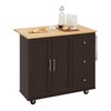 Shintenchi Rolling Kitchen Island Cart with Folding Drop Leaf Breakfast
