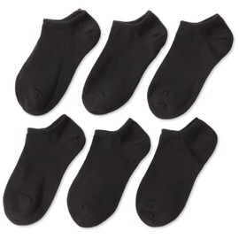 Jefferies Socks Girls 7-16 Seamless Capri Liner Socks 6 Pair Pack, Black, Large