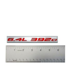 ERPART 6.4L 392ci RED on Silver Highly Polished Real Aluminum Emblem Compatible with Jeep Chrysler Dodge
