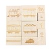 Trains - Engraved Wood Rubber Stamp Set - 10 Pieces