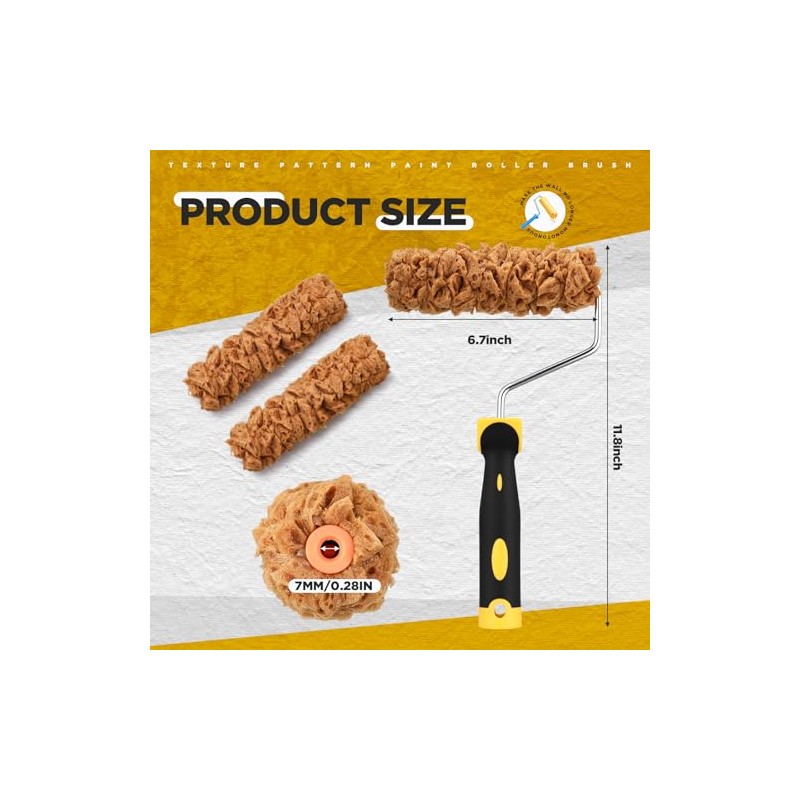 Threlaco Paint Roller Kit 3 Pcs Texture Sponge Paint Rollers