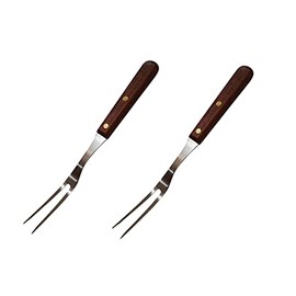 Sunrise Kitchen Supply Stainless Steel Turner Spatula & Meat Fork with Wood Handle (10.5" Fork (Pack of 2))