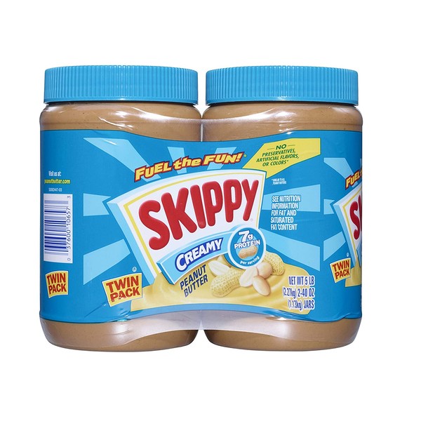 SKIPPY Creamy Peanut Butter, Twin Pack, 40 Ounce (Pack of 4)