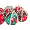 Set of 12 Christmas Baubles - Red Tartan with Cream