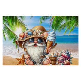 PVC Placemats Set of 4 Summer Gnomes Cute Wipeable Table Mats Washable Heat Resistant Non Slip Vinyl Dining Table Mat for Kithen Indoor Outdoor Patio Farmhouse Place Mats Decorative