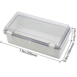 Zulkit Junction Box ABS Plastic Dustproof Waterproof IP65 Electrical Boxes Hinged Shell Outdoor Universal Project Enclosure Clear Cover with 2 Cable Glands 7.9 x 3.9 x 2.8 inch (200x100x70mm)