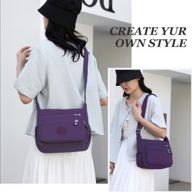 WITERY Nylon Crossboby Bag for Women - Waterproof Multi-pocket Casual Messenger Bags, Lightweight Travel Shoulder Bag Purse Handbag with Adjustable Strap