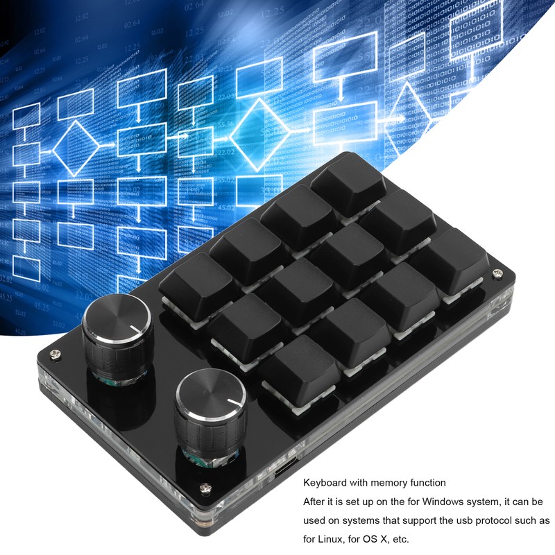 One Handed Macro Mechanical Keyboard 12 Key Multifunction DIY Programmable