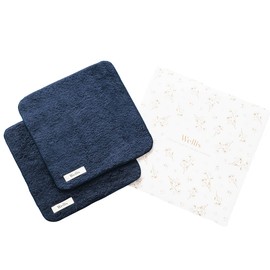 Wellis Sustainable cotton Towe+D7l handkerchief 2-pieces Gift Navy(Wellisサスティナブルコットンタオルハンカチ2枚セットギフト ネイビー)