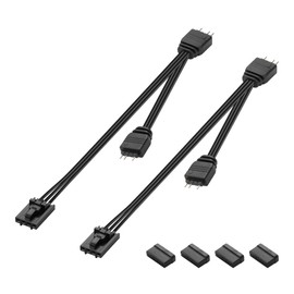 GINTOOYUN RGB Fan Splitter Cable 4-Pin Commander Female to Two 5V 3-Pin RGB Male Conversion Cable 1 to 2 ARGB Splitter Cable for Commander CorEXT, Commander Core etc (1 to 2) Pack of 2