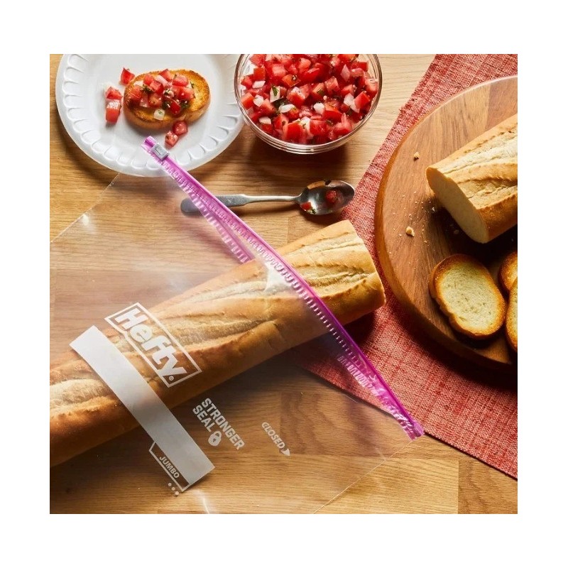 Hefty Slider Jumbo Storage Bags, 2.5 Gallon Size, 12 Count.