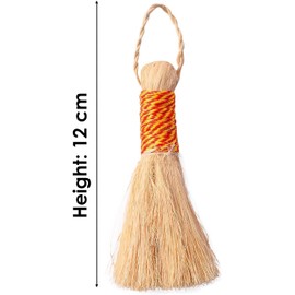 SATVIK 5-Inch Size Eco-Friendly Handcrafted Banana Broom/Jhadu for Puja | Banana Stem Leaf Fibre Broom | Cleaning Pooja Room | Hindu Ritual Items | Mandir Dusting Tool
