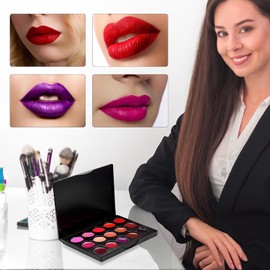 Set de paleta de lápiz labial: paleta lápiz labial impermeable 15 colores, pintura labios hidratante larga data Textura y Gloss labios altamente pigmentado para festival,