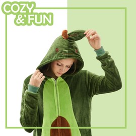 NEWCOSPLAY Unisex Adult Avocado Onesie Pajamas Animal One Piece Costume Cosplay Sleepwear (Avocado, Large)