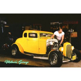 AMERICAN GRAFFITI 1932 COUPE IN THE GARAGE 11" BY 17"