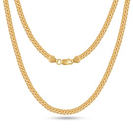 Hadoken Gold Chain Necklace - 18 Inch Cuban Link Chain, 5mm Sterling Silver, Solid Gold for Men's Jewelry & Gifts