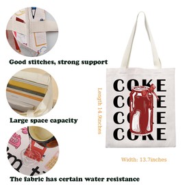 Coquette Cola Tote Bag Aesthetic Cola Tin Canvas Red Bow Coke Drinker Gift Coke Lover Gift, Carry case