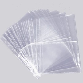 Jindizi Trading Card Sleeves, 10 Pcs A5 Binder Sleeves Clear Plastic Bag Card Display Ring Binder Pouched Waterproof Cash Photo Envelope Wallet Organiser Document Bill Folder Storage Bags