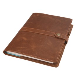 The Antiq XL Leather Journal Cover Refillable with Bookmark and Pen Loop, 7x10inches hard notebook cover, diary cover of 7.5x10 inches soft cover diary