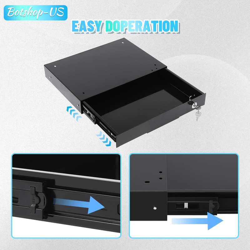 14" Under Desk Mounted Sliding Pull-out Drawer Organizer for Office
