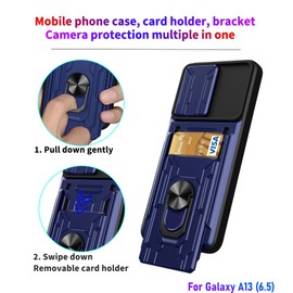 LMDAMZ Wallet Case for Galaxy A13(5G), Credit Card Slot Sliding Door Hide Portable Design, Heavy Duty Double Layer Cushioned Rubber Bumper Protection Suitable for A13(5G) 6.5 Inches Women-Rose Gold