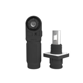 1 Set Battery Energy Storage Connector, Quick Plug Terminal High Current Connectors Copper Plate Wiring Adapter Right Angle Plug and Socket IP67 Waterproof Power Connector 100A 16mm² (100A, Black)