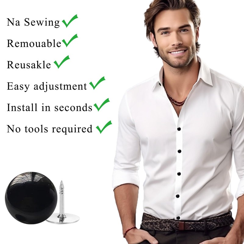 30 Sets Pearl Button for Clothes, Pearl pins (Black)