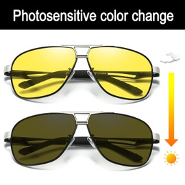 YIMI Polarized Photochromic Driving z87 Sunglasses For Men Women Day and Night safety glasses (photochromic/Yellow lens)