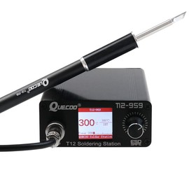QUECOO T12-959 Soldering Iron Station Kit, LCD Screen with T12 Soldering Iron Tips, Heating up Fast, Automatic Standby-Automatically Wake up, for Electronic Repairing, With K tip (SET1)