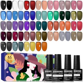 JODSONE Jelly Gel Nail Polish Set, 32 Colours Black White Pink Purple Blue Translucent Soak off Uv Nail Gel DIY Manicure Design Gift for Women Girls