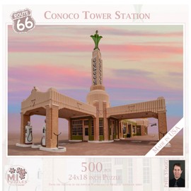 Conoco Tower Station - Route 66-500 Piece MI Puzzles Jigsaw Puzzle - 24" x 18" Interlocking - Made in USA