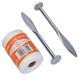 AB Tools Cardoc B Braided Nylon Chalk Line for 100 Metres + 2 x Footprint Line Pins