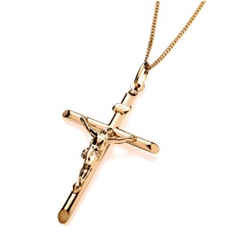 Old English Jewellers 9ct Yellow Gold on Silver Large Crucifix Cross Pendant + Chain 16 18 20 inch (16)