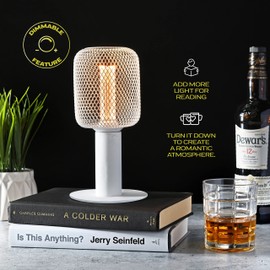 Next Glow Decorative Light Bulb White Metal Cage Cylinder Led Light Bulbs 3.5W Equivalent 20W E26 Led Bulb Base, Dimmable, Soft Warm Vintage Edison Decorative Bulb for Home Kitchen Restaurant