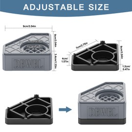 SEISSO 4 Pack Anti Vibration Pads for Washing Machine Support, Pedestal for Washer and Dryer with 1100 lbs Weight Capacity, Washing Machine Foot Pads for Anti Slip Protect Laundry Room Floor(Gray)