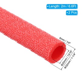 PATIKIL 6.6Ft Pipe Insulation Foam Tubing, 2Pcs 13/16"(20mm) ID 1-1/4"(32mm) OD Heat Preservation Foam Tube Cover Wrap for AC Unit Air Conditioner Water Pipe, Red