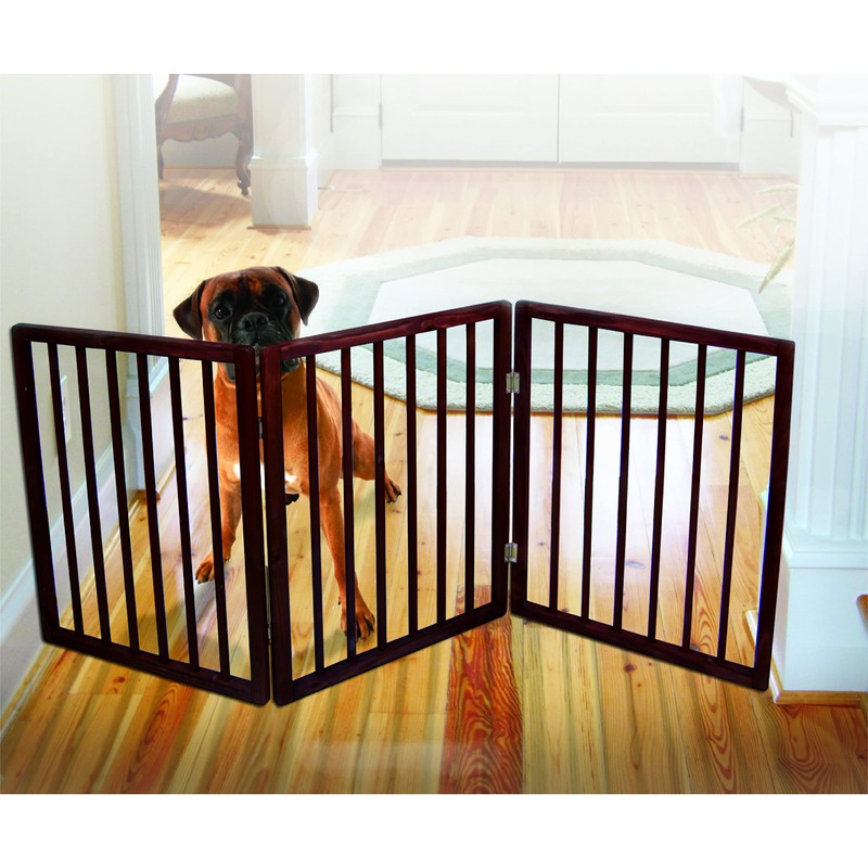 Pet Parade Folding Pet Gate, Brown, Extra Wide