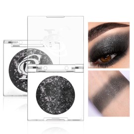 Prreal Black Eyeshadow Palette, Single Glitter Eyeshadow Palette, Highly Pigmented Eyeshadow Pearl, Shimmering Eye Shadow Palette, Waterproof Eyeshadow Powder Highlighter Eye Makeup
